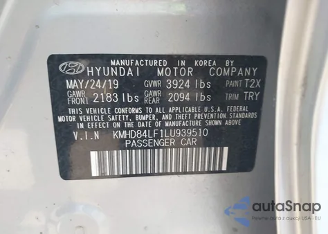 2020 Hyundai Elantra Value Edition из США, поврежденный, VIN KMHD84LF1LU939510